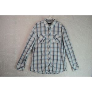 BKE Buckle Black Athletic Fit Men's XL Gray Plaid Pearl Snap Button Down Shirt